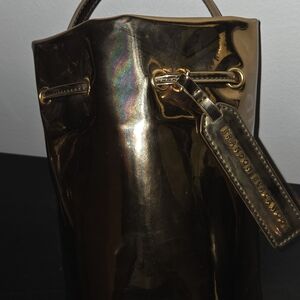 Brandon Blackwood Bronze Patent Bucket Bag